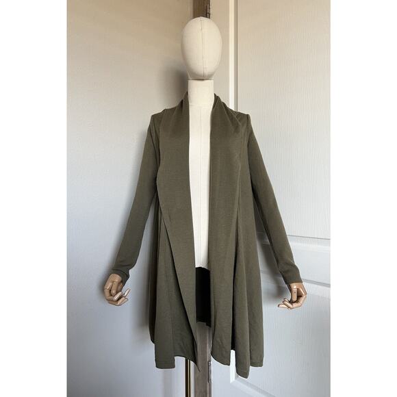 Boden Wool Open Front Army Green Open Front Longline Cardigan Sweater US 8 UK 12 - Picture 3 of 14